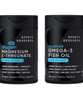 Sports Research 90 Ct Cognitive Health Support Pack - Triple Strength Omega 3 Fish Oil Epa Dha Fatty Acids From Single-Source Wild Alaskan Pollock & Magtein Magnesium L-Threonate For Memory Focus