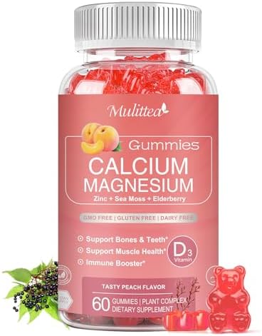 Mulittea Plan Calcium Gummies With D3Zinc Plant Complex Calcium Magnesium Supplement With Glycinatepotassiumvitamin C &Whole Natural Food For Bone & Immune Support 120 Chewable Gummy Sugar