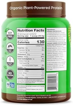 Terra Kai Organics Juce Organic Plantbased Protein Powder " Chocolate Premium Organic Protein Blend Brown Rice & Pumpkin Proteins Superfood & Antioxidant Rich With Kale Spinach Blueberry By Terra Kai Organics
