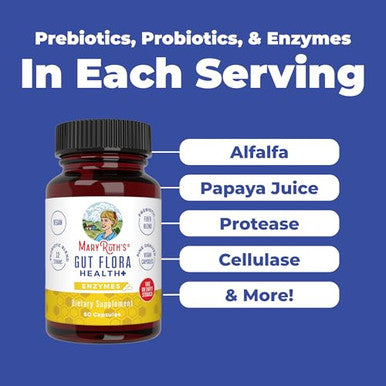 Maryruth's Gut Flora Health+ Enzymes 60 Capsules
