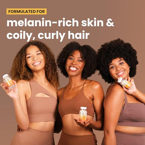 Mela Daily Glow For Healthy Melanin-Rich Skin & Textured Hair With Silica Millet Pumpkin Seed Probiotics Hyaluronic Acid & Vitamin D3 Vegan Biotin-Free Gluten & Soy-Free 60 Count