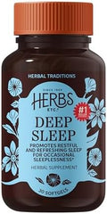 Herbs Etc. Deep Sleep Softgels Holistic Bedtime Supplement for Calming Sleep Aid Chamomile Lemon Balm Extract & Passionflower