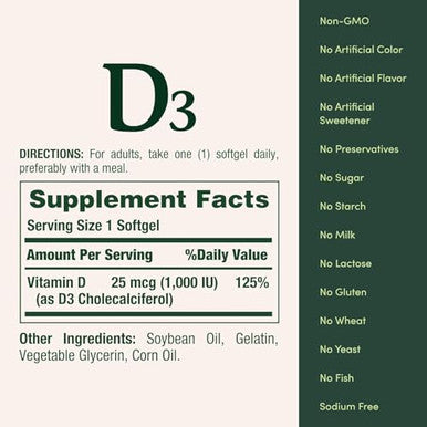 Nature's Bounty Vitamin D3-1000 Iu Rapid Release Softgels 250 Ea ( ) Pack Of 2