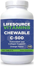 LifeSource Vitamins Vitamin C 500 mg 100 Chewable Tablets Amazing Orange Flavor Sweetened w/Stevia