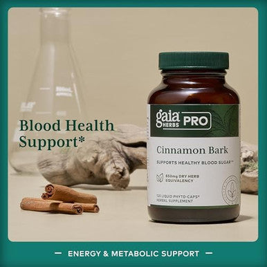 Gaia Herbs Pro Cinnamon Bark Supports A Healthy Metabolism Organic Vegan Soy & Gluten 120 Liquid Phytocaps (120 Servings)