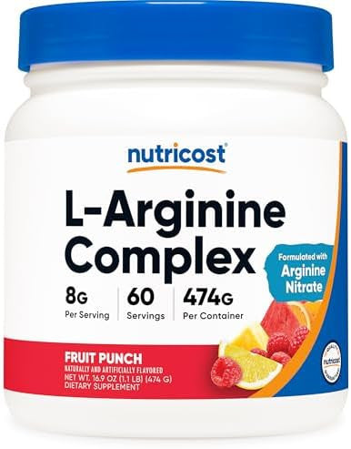 Nutricost Larginine Complex (Fruit Punch 60 Servings) Gluten Nongmo