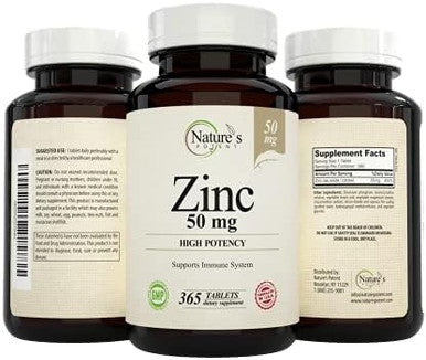 Nature'S Potent Zinc 50 Mg, Immune Support Supplement - High Potency For Maximum Immune & Antioxidant Health - Made In Usa From Natural Zinc Oxide - 365 Tablets (1 Year Supply)
