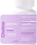 Premom Prenatal Choline Bitartrate Supplement: 550Mg For Cognitive Development Meet Daily Needs" Nutritional Support For Pregnancy & Metabolism Baby Brain Development " 60 Capsules 30 Days Supply