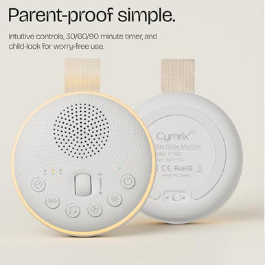 Cymrix White Noise Machine For Baby & Adults With 21 Relaxing Sounds & Adjustable Night Light Rechargeable & Portable Sleep Aid For Home & Travel