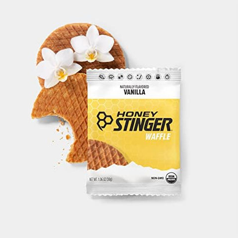 Honey Stinger Organic Vanilla Waffle | Energy Stroopwafel for Exercise, Endurance and Performance | Sports Nutrition for Home & Gym, Pre and Post Workout | Box of 6 Waffles, 6.36 Ounce