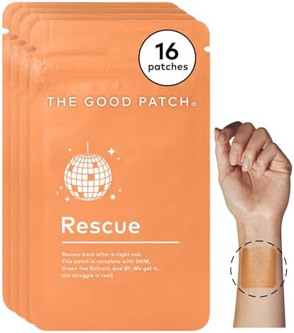 The Good Patch Rescue Recovery Patch Natural Patch With Dhm Vitamin B1 And Green Tea Plantpowered Wearable Wellness Support After A Night Out (8 Total Patches)