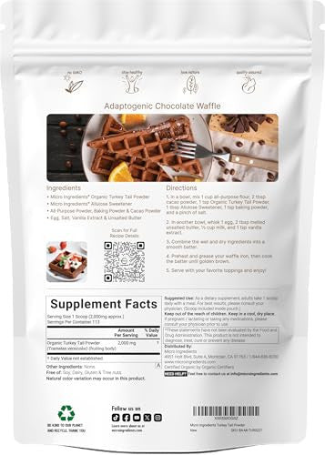 Micro Ingredients Organic Turkey Tail Mushroom Powder (50 1 Extract) 8 Ounce Freeze Dried With Active Polysaccharides Supports Immune Response & Cellular Level Pet Friendly