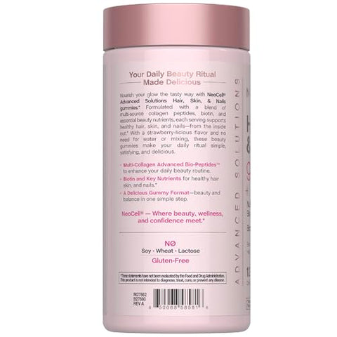 Neocell Hair Skin And Nails Gummies 120 Count With Multi Collagen Advanced Bio-Peptides Plus Biotin And Vitamin C Advanced Formula For Women And Men