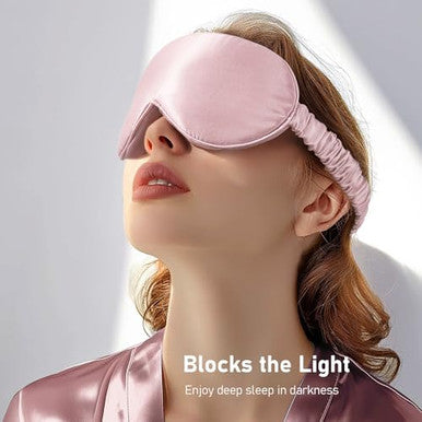 Litbear 100% 22 Momme Mulberry Silk Sleep Mask - 3D Contoured Eye Mask For Men Women Soft Breathable Sleeping Mask With Adjustable Strap Perfect Blocks Light For Sleeping (Pale Pink)