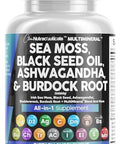 Clean Nutraceuticals Sea Moss Black Seed Oil Ashwagandha Turmeric Bladderwrack Burdock & Vitamin C Vitamin D3 With Elderberry Manuka Dandelion Yellow Dock Iodine Chlorophyll Acv