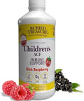 Buried Treasure Childrens Acf Liquid Immune Support For Kids " Elderberry Ecea & Botanicals " Raspberry Flavor " 16 Oz " Sugar