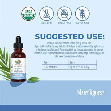 Maryruth'S Maryruth Organics Usda Organic Infant Liquid Probiotic Drops Baby Essentials Probiotics For Infants Baby Probiotic Drops Proprietary Probiotic Blend Vegan Non Gmo 125 Servings