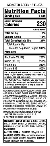 Monster Energy Drink, Green, Original, 16 Ounce (Pack of 12)