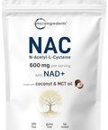 Micro Ingredients Nac Supplement 600Mg With Nad & Coconut Oil 300 Softgels 2-In-1 N Acetyl L Cysteine Plus Nicotinamide Forms Nad Supplements For Women & Men Non-Gmo Gluten Free