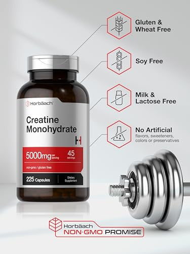 Horbaach Creatine Monohydrate 225 Capsules 5G