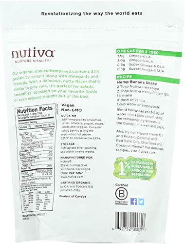 Nutiva Organic Hempseed, Raw Shelled, 12 Ounce