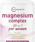 Magnesium Complex For Women 240 Vegetarian Capsules 20In1 Formula Magnesium Blend With Vitamin D3 K2 Ashwagandha and More Filler NonGmo
