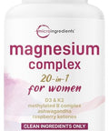 Micro Ingredients Magnesium Complex For Women 240 Vegetarian Capsules 20-In-1 Formula - Magnesium Blend With Vitamin D3 K2 Ashwagandha & More Filler Free Non-Gmo