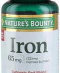 Nature'S Bounty Iron 65Mg, 325 Mg Ferrous Sulfate, Cellular Energy Support, Promotes Normal Red Blood Cell Production, 100 Tablets