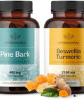 Herbamama Pine Bark And Boswellia Turmeric Kit - Bundle Of French Maritime Capsules & Boswellia Turmeric Capsules - Vegan Non-Gmo Gelatin- - 2 Pack