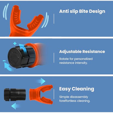 Dewboom Inhale Intake Breathing Trainer Lung Trainer For Respiratory Strength Adjustable Resistance Breathing Trainer With High-Grade Silicone Warm Black-Orangered