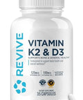 Revive Md Vitamin D3 & K2 Supports Bone Health & Muscle Strength K2 & D3 Vitamin Supplement For Women & Men Health & Brain Function (60 Servings)