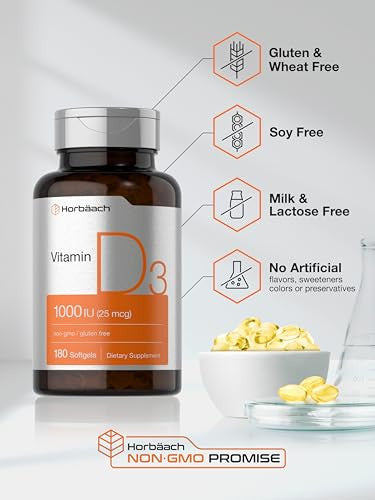 Horbaach Vitamin D3 Softgels 180 Count 1000Iu
