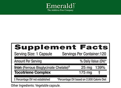Emerald Labs Gentle Iron 25Mg - Ferrous Bisglycinate Chelate - Chelated Iron Supplement That Supports Energy, Eye, Immune & Heart Health - 120 Vegetable Capsules (120-Day Supply)