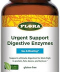 Flora Urgent Support Digestive Enzymes Digestion Support Supplement Aids Bloating & Nutrient Absorption Features 9 Enzymes Gluten & Nongmo 60 Vegetarian Capsules