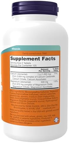 Now Foods Supplements, Calcium & Magnesium 2:1 Ratio, High Potency, Supports Bone Health, 100 Tablets