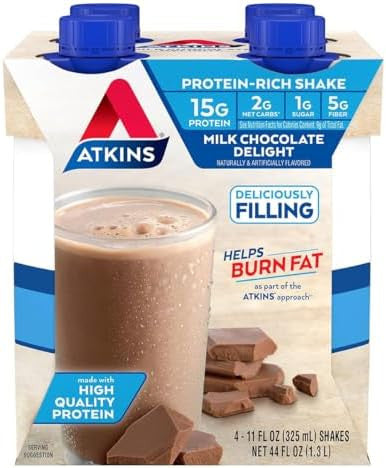 Atkins Dark Chocolate Royale Proteinrich Shake. Rich And Creamy With Protein. Ketofriendly And Gluten . (4 Shakes) 11 Fl Oz