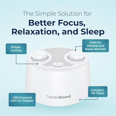 Adaptive Sound Technologies Lectrosound - Noise Machine For Optimal Sleep Environment - Non-Looping Nature Sounds - Precision Volume Settings - Speech Privacy - Travel-Ready