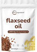 Micro Ingredients Flaxseed Oil 1400Mg 300 Liquid Softgels Flaxseed Oil Supplement With Omega 3 6 & 9 Fatty Acids Dha & Alpha Linolenic Acid (Ala) Fish Free Omega Source Non-Gmo