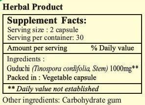 Ayur365 Guduchi Capsule for Stress Relief, Energy Boost & Help Relieve Fever 60 ct.