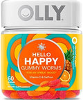 Olly Kids Chillax Magnesium Gummies Plus LTheanine Lemon Balm and Hello Happy Gummy Worms Mood Balance Support Vitamin D Saffron Adult Chewable Supplement Tropical Zing 60 Count