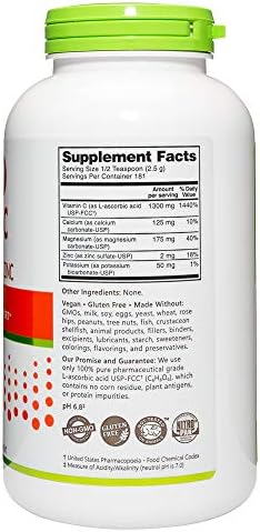 Nutribiotic - Hypo-Aller C Powder Vitamin C & Minerals 16 Oz 1300 Mg Vitamin C For Antioxidant & Collagen Support Buffered With Calcium Magnesium Zinc & Potassium Gluten & Gmo