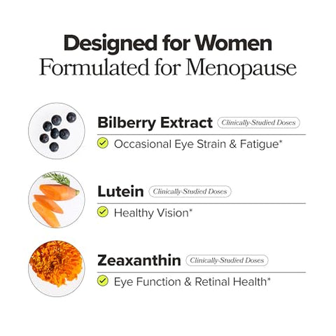 O Positiv Meno Eye Health Capsules Daily Support For Eye Strain Occasional Dryness & Healthy Tear Production With Lutein Zeaxanthin Bilberry Extract Vitamin A & Lycopene 30 Servings