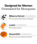 O Positiv Meno Eye Health Capsules Daily Support For Eye Strain Occasional Dryness & Healthy Tear Production With Lutein Zeaxanthin Bilberry Extract Vitamin A & Lycopene 30 Servings