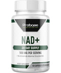 Probase Nutrition NAD Supplement 500mg High Potency 30 Day Supply NAD Maximizer Similar to Nicotinamide Riboside Vegan Non GMO Third Party Tested
