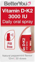 Betteryou D3000 And K2 Vitamin D Daily Oral Spray Convenient Alternative For Tablets Supports Bone Health And Boost Immune System Prevents Blood Clotting Natural Peppermint Flavor 0.4 Oz