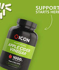 ICON Nutrition Apple Cider Vinegar Capsules - 1000mg Per Serving 90 Day Supply - 180 Count
