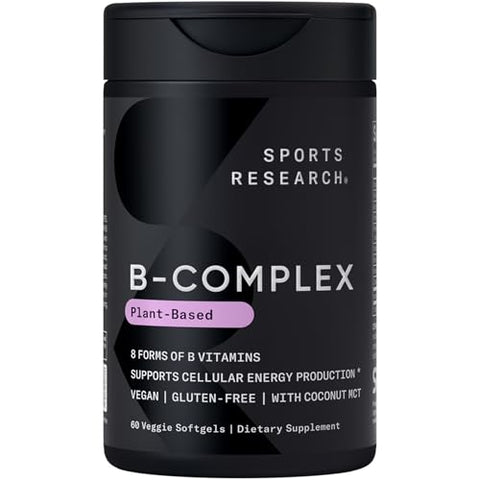 Sports Research Vitamin B-Complex - Full Spectrum Of B Vitamins (Plant-Based Vegan-Friendly) Triple Strength Omega 3 Fish Oil & Plant Based Vitamin K2 Mk7 Vegan D3 5000Iu