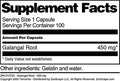 Terravita Galangal Root - 450 Mg (100 Capsules, Zin: 513735)