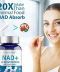 Nad+ Supplement 1500 Mg - 120 Capsules True Nad+ & Resveratrol, Nmn Alternative For Anti-Aging, Antioxidant Support, Metabolism & Energy Boost
