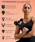 Napre Massage Gun With Heat And ColdMassage Gun Deep Tissue With Extension Handle & 3 Adjustable AnglesHandheld Percussion Back Massager For Muscle/Neck/Body Pain Relief6 HeadsWith Case